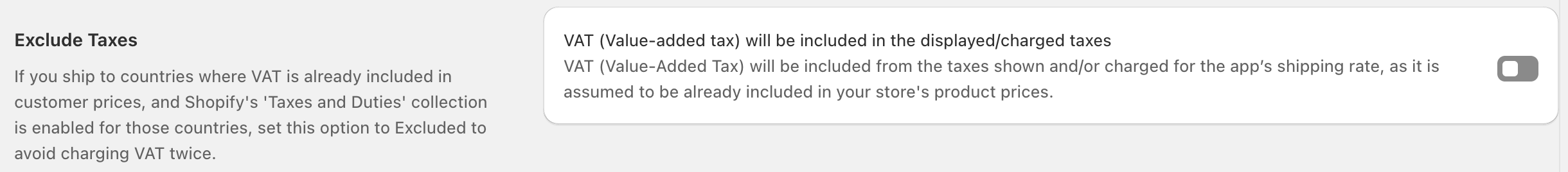general settings exclude-taxes