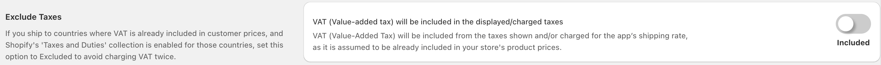 general settings exclude-taxes