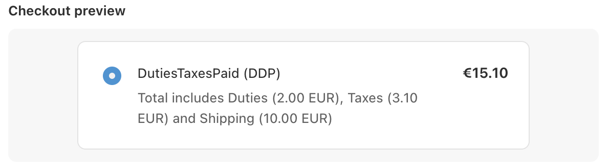 shipping rates checkout preview