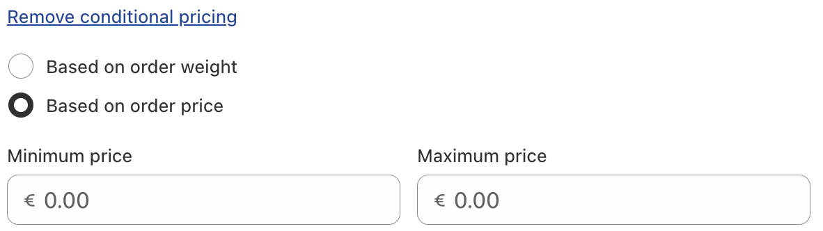 shipping rates conditional pricing price