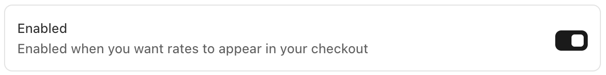 shipping rates enabled